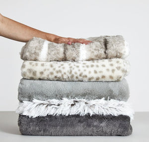 Luxury Plush Faux Fur Pet Throw- Snow Bunny