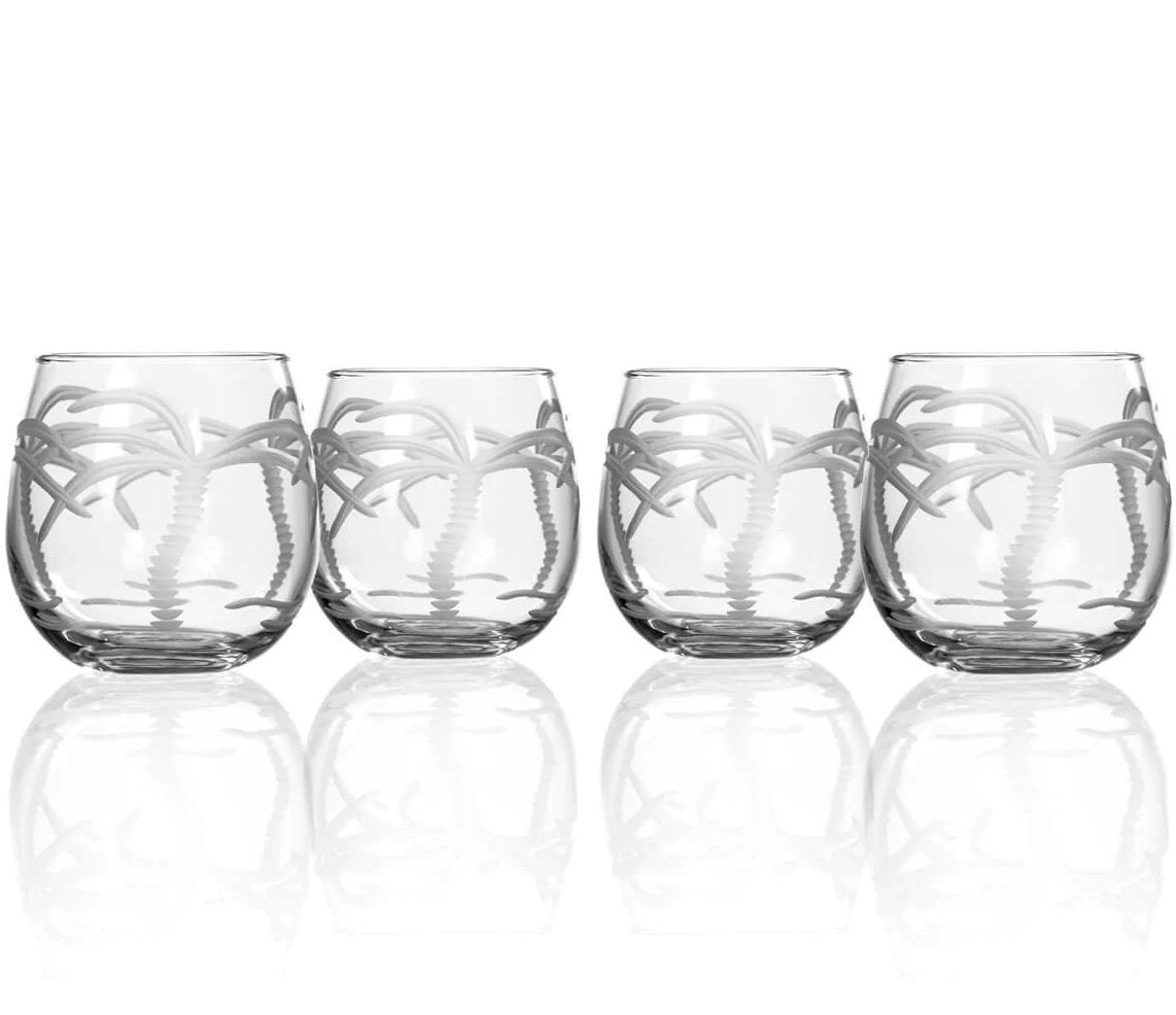 Palm Island Etched Glass Barware Collection