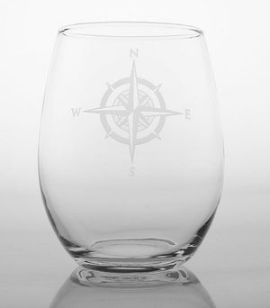 Compass Points Etched Glass Barware Collection