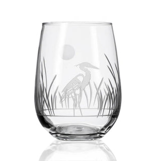 Moonlit Heron Etched Glass Barware Collection