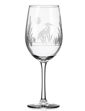 Moonlit Heron Etched Glass Barware Collection